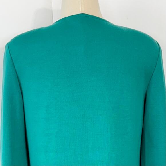 St. John Wool Knit Long Cardigan Sweater Poncho Long Sleeve Green Turquoise | 10 - Picture 9 of 12